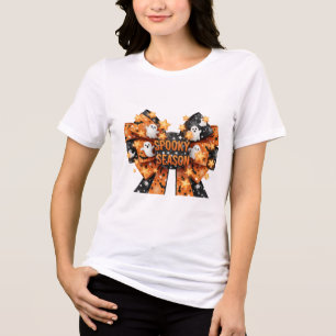 Camiseta Triblenda Temporada de fantasía Halloween Bow Ghosts Bats Sp