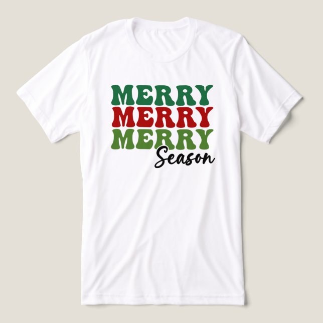 Camiseta Triblenda Temporada de merry Merry - Arte de vacaciones retr (Diseño delantero )