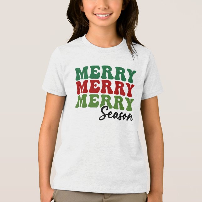 Camiseta Triblenda Temporada de merry Merry - Arte de vacaciones retr (Anverso)
