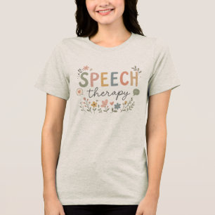 Camiseta Triblenda Terapia del habla linda Floral SLP Habla Lenguaje