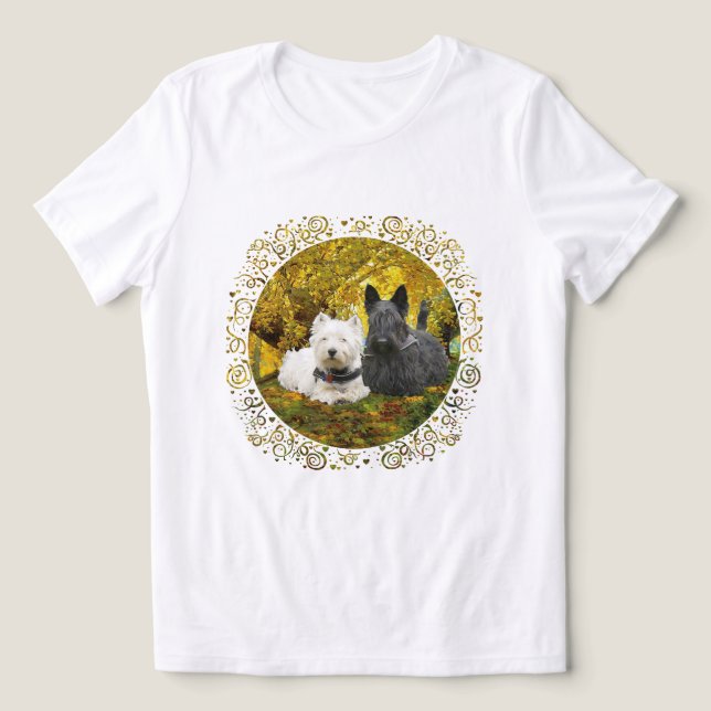 Camiseta Triblenda Terrier escocés con westie (Diseño delantero )