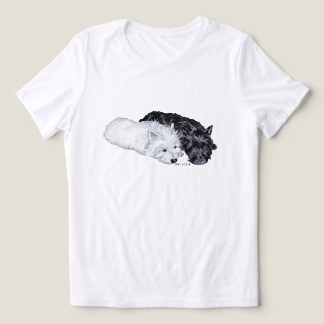 Camiseta Triblenda Terrier escocés con westie (Diseño delantero )