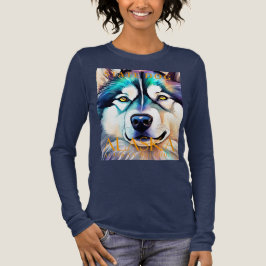 Camiseta Triblenda Territorio de Alaska Perro Retrato de Arte Malamut
