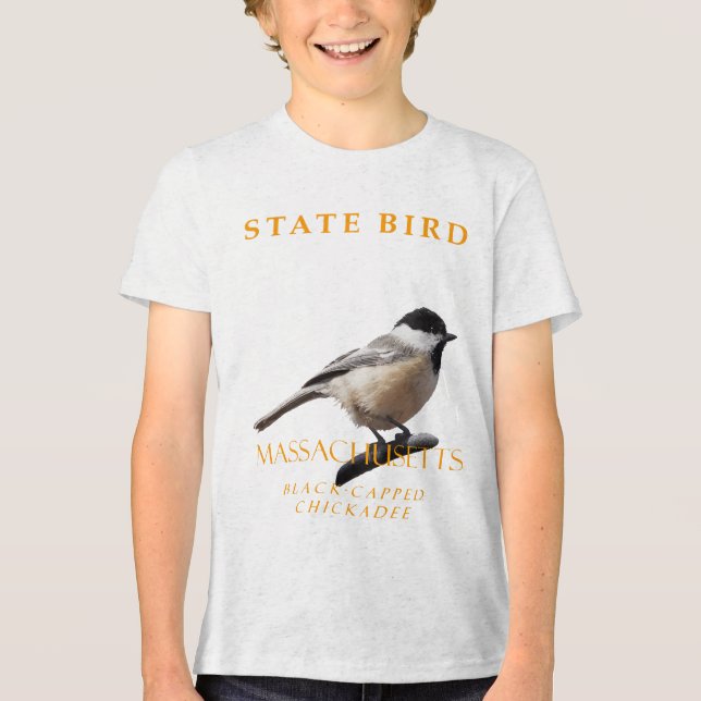 Camiseta Triblenda Territorio de Massachusetts: Pájaro y pollo (Anverso)