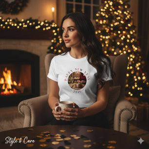 Camiseta Triblenda Texto de Foto Personalizada Feliz Año Nuevo Celebr