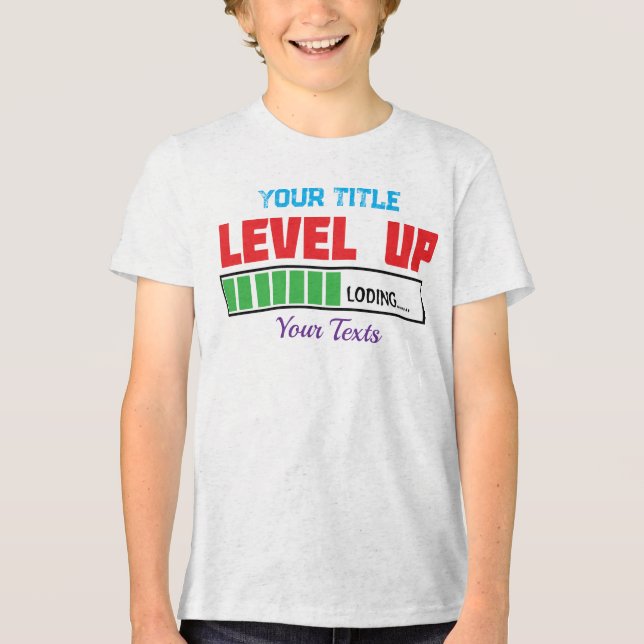 Camiseta Triblenda texto de subir de nivel con progreso de carga verd (Anverso)