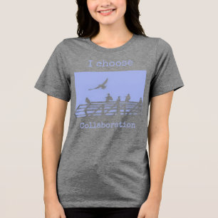Camiseta Triblenda Texto editable impresión artística de gaviotas lin