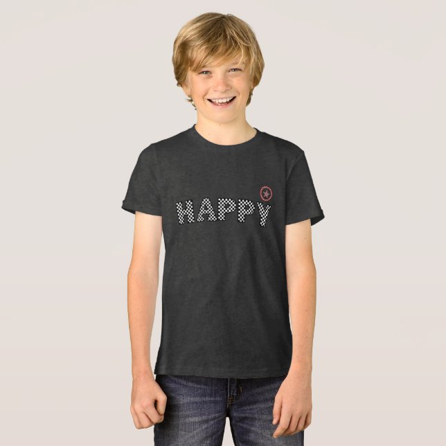 Camiseta Triblenda Texto feliz (Anverso Completo)