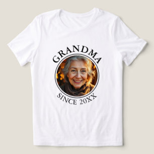 Camiseta Triblenda Texto negro simple y abuela fotográfica desde