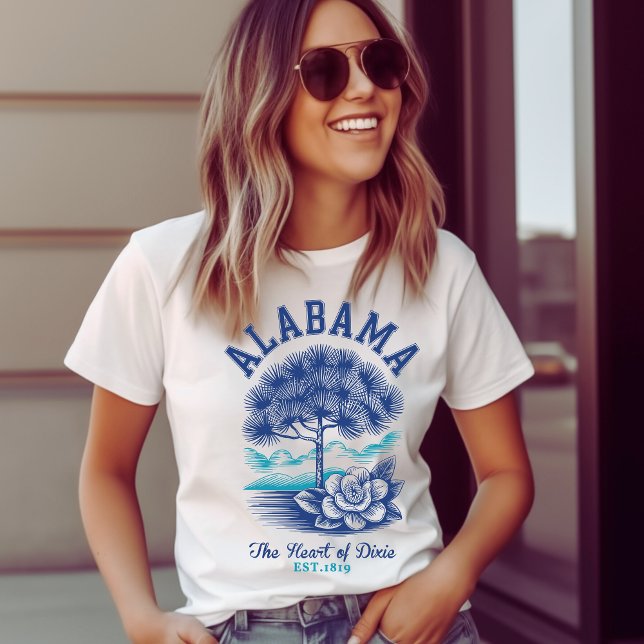Camiseta Triblenda The Heart of Dixie – Alabama Camellia & Tree Graph (Subido por el creador)