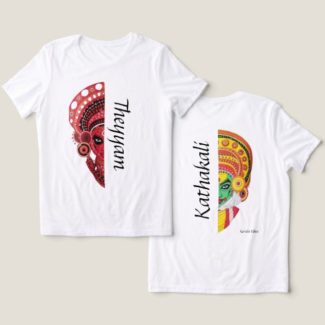 Camiseta Triblenda Theyyam-Kathakali Fusion, el audaz espíritu de Ker (Diseño Anverso y Reverso)