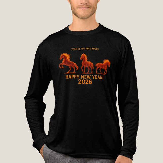 Camiseta Triblenda Three Fire Horses Fiery Stallion Zodiac Design (Anverso)
