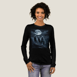 Camiseta Triblenda Three Wolves Howling at the Full Moon - Three Wolf