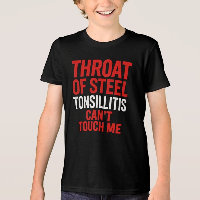Camiseta Triblenda "Throat of Steel" Tonsillitis Survivor Shirt (Anverso)