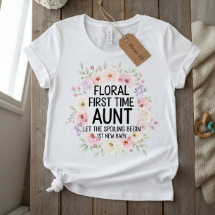Camiseta Triblenda Tía por primera vez floral, 1er nuevo bebé mujeres
