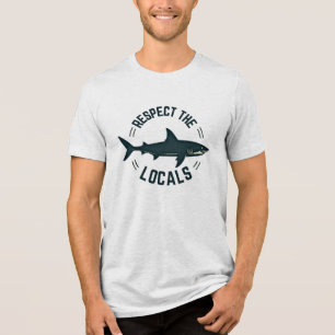 Camiseta Triblenda Tiburón minimalista vintage: respeta a los lugareñ