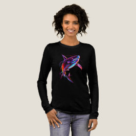 Camiseta Triblenda Tiburón Neon Vibrante Océano Digital Moderno
