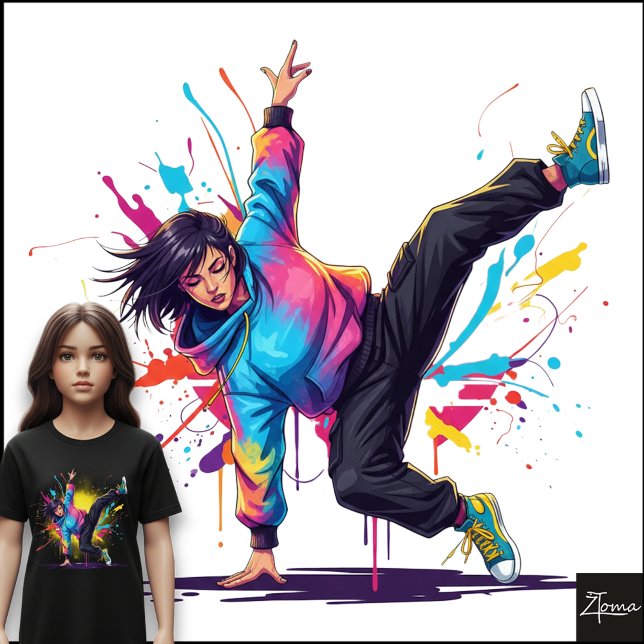 Camiseta Triblenda Tie-Dye Dancer Breakdance Pose Splatter Art (Subido por el creador)