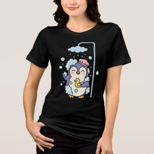 Camiseta Triblenda Tiempo de baño del pingüino Kawaii