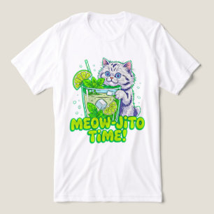 Camiseta Triblenda ¡Tiempo de Meowjito de Gato de Verano! Cóctel Feli