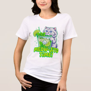 Camiseta Triblenda ¡Tiempo de Meowjito de Gato de Verano! Mujeres Cóc