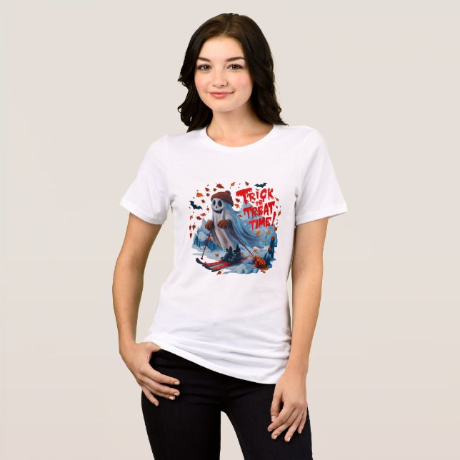 Camiseta Triblenda Tiempo de truco o truco: diseño divertido de esqui (Anverso Completo)