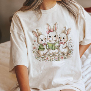 Camiseta Triblenda Tiernos conejos de acuarela en tiempo de lectura d