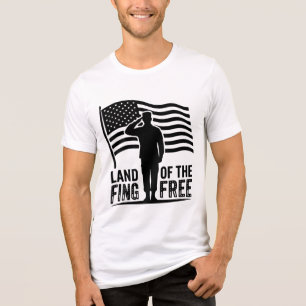 Camiseta Triblenda Tierra de los Libres Saludo Militar Bandera Americ