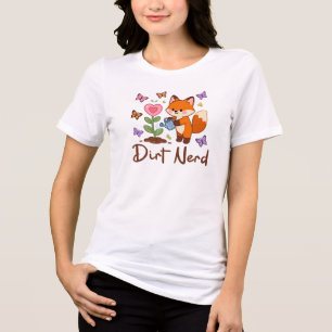 Camiseta Triblenda Tierra Nerd, Zorro Lindo Con Plantas