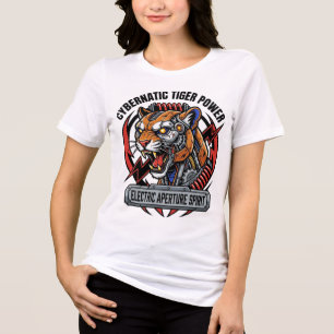 Camiseta Triblenda Tigre Cibernético Poder Espíritu de Abertura Eléct