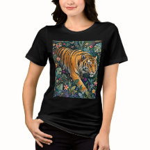Tigre con ojos ámbar Fantasía follaje de la selva