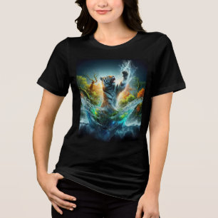 Camiseta Triblenda Tigre majestuoso emergiendo del agua