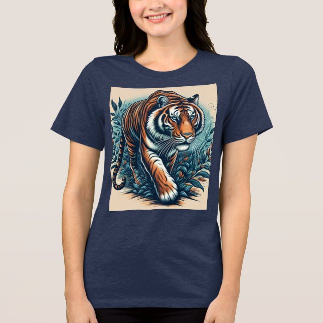 Camiseta Triblenda "Tigre majestuoso - Poder y gracia en movimiento" (Anverso)