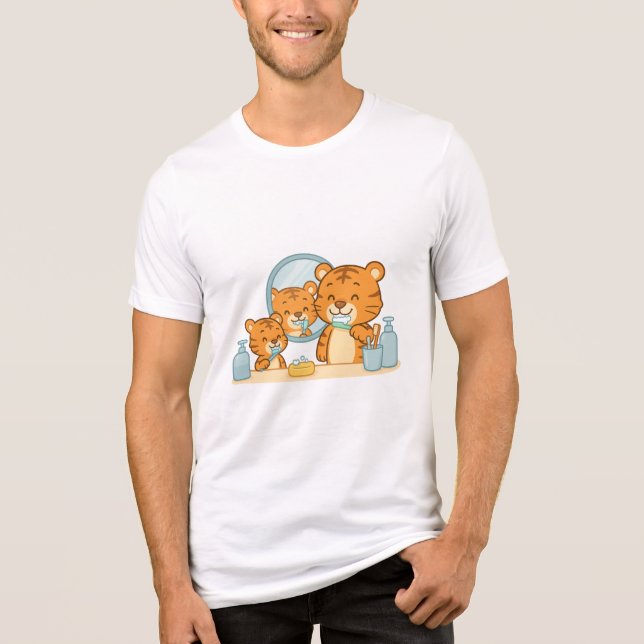 Camiseta Triblenda Tigres de cepillado - rutina matutina (Anverso)
