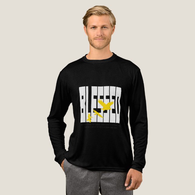 Camiseta Triblenda Tipografía bendecida con aves voladoras - inspiran (Anverso Completo)