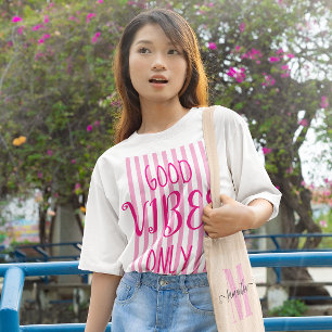 Camiseta Triblenda Tipografía de Buenas Vibraciones Rosa Caliente