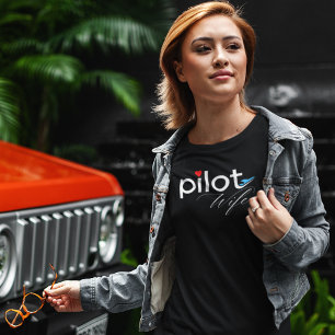 Camiseta Triblenda Tipografía de Esposa de Piloto & Avión Simple,Mini