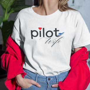 Camiseta Triblenda Tipografía de esposas piloto y avión simple, Minim