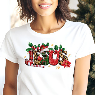 Camiseta Triblenda Tipografía de Jesús Fe Cristiana Navidad