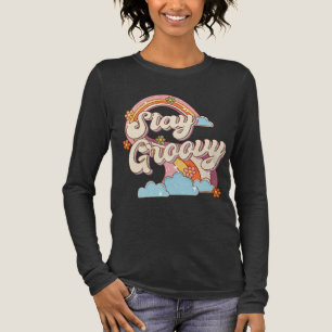 Camiseta Triblenda Tipografía de las flores de arcoiris retro de Stay