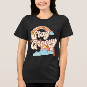 Camiseta Triblenda Tipografía de las flores de arcoiris retro de Stay