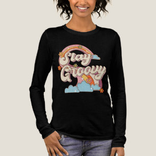 Camiseta Triblenda Tipografía de las flores de arcoiris retro de Stay