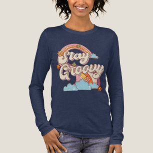 Camiseta Triblenda Tipografía de las flores de arcoiris retro de Stay