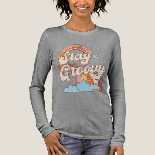 Camiseta Triblenda Tipografía de las flores de arcoiris retro de Stay
