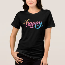Camiseta Triblenda Tipografía FELIZ Gradiente Pastel Vibrante - Moder