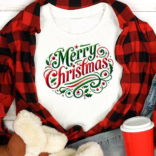 Camiseta Triblenda Tipografía festiva de Feliz Navidad