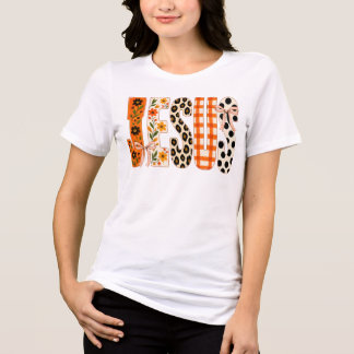 Camiseta Triblenda Tipografía floral de Jesús Otoño Otoño Cristiano