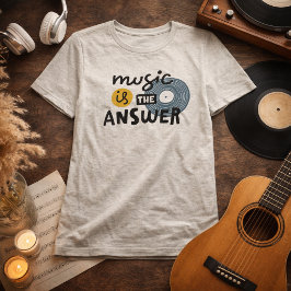 Camiseta Triblenda Tipografía La Música Es La Respuesta Frase Motivac