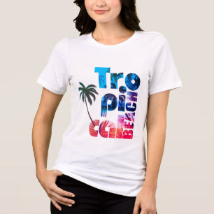 Camiseta Triblenda Tipografía moderna de playa tropical