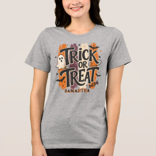Camiseta Triblenda Tipografía Retro de Truco o Trato